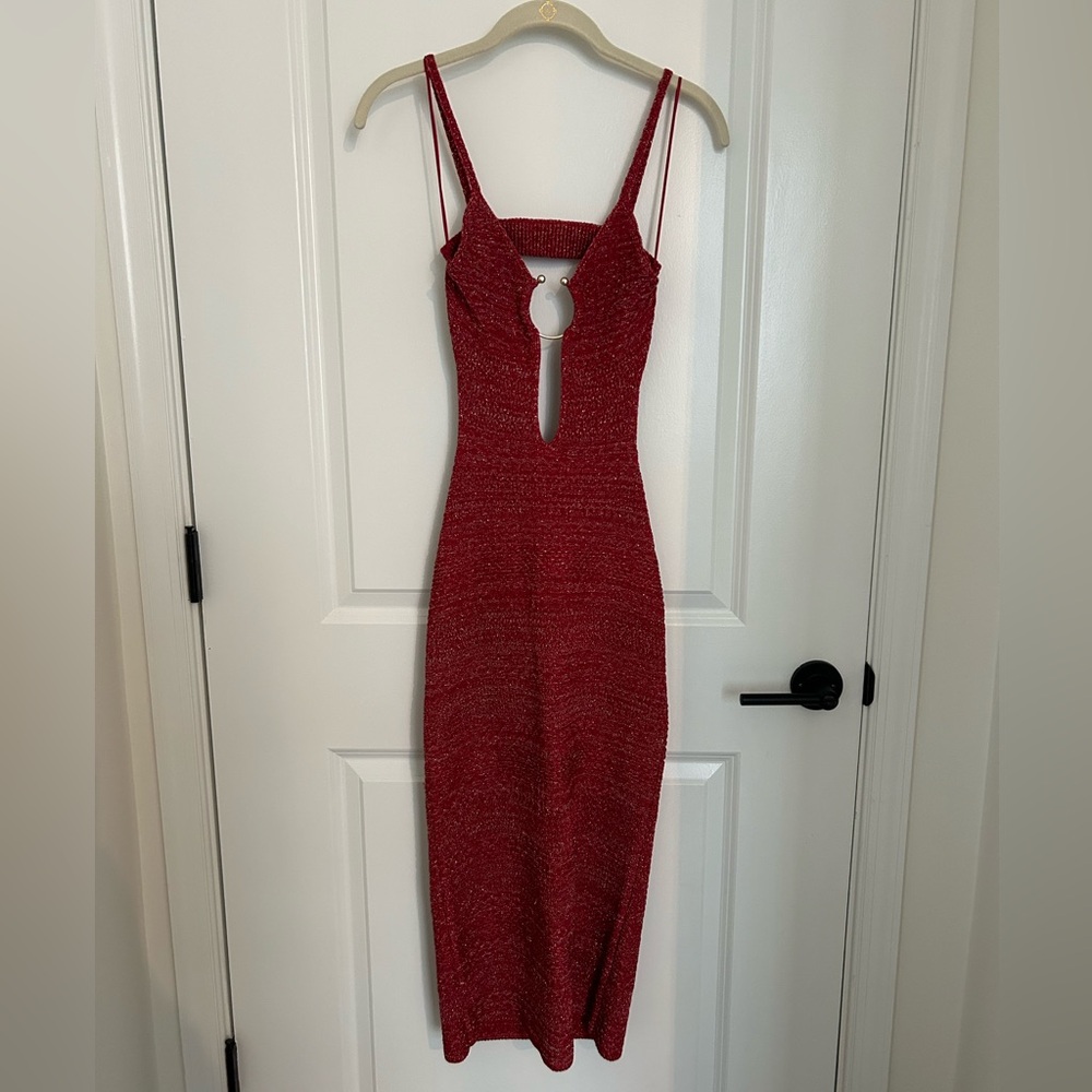 Zara Red Cutout Midi Dress Size Small
